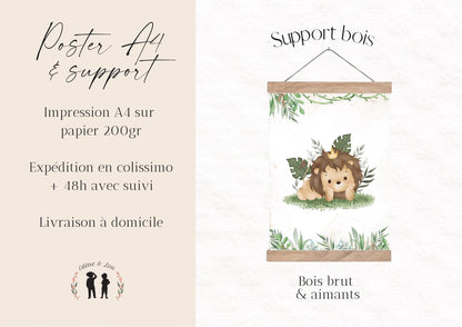 Lot de 3 affiches - affiche de naissance personnalisée safari - affiche décorative trio - cadeau de naissance bébé - pdf ou imprimée