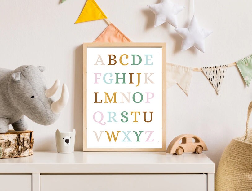 Affiche alphabet - ABC multicolor - alphabet chambre bébé, enfant