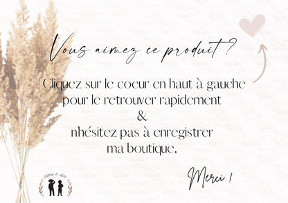 Affiche "Merci Nounou" minimaliste personnalisée fleurs - cadeau nounou assmat