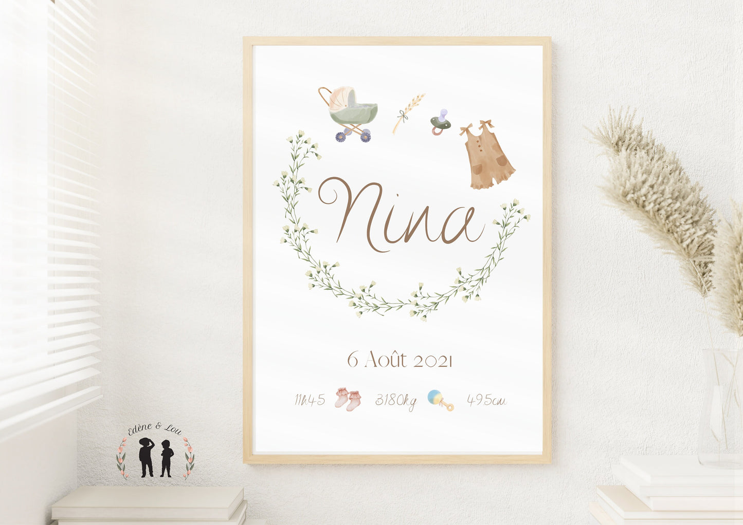 Affiche de naissance personnalisée Boho baby clothes