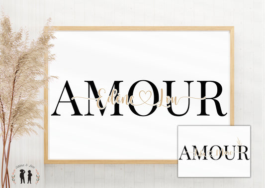 Affiche Amour personnalisée couple minimaliste ou pampas