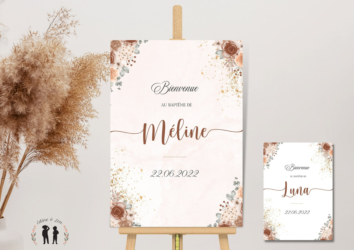 affiche personnalisée bienvenue baptême ou anniversaire fleurs - bébé et enfant