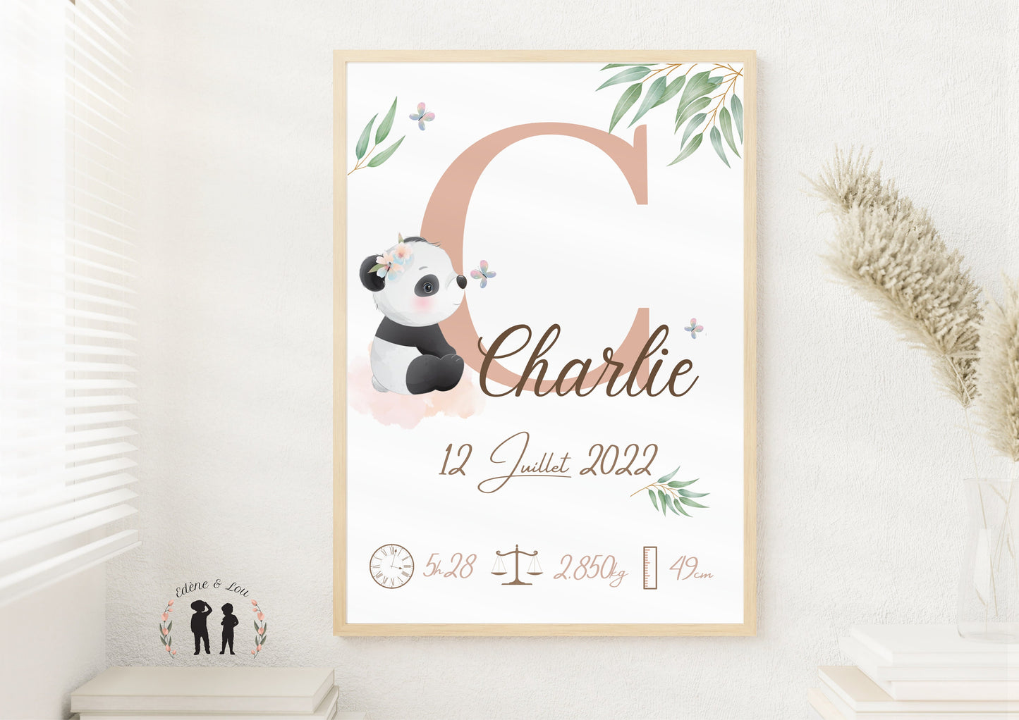 Affiche de naissance personnalisée Panda