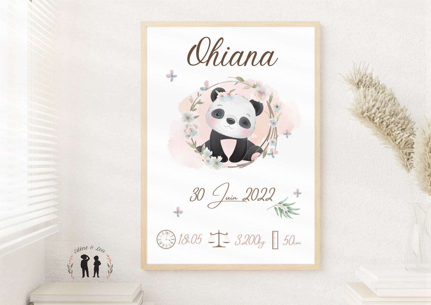 Affiche de naissance personnalisée Panda