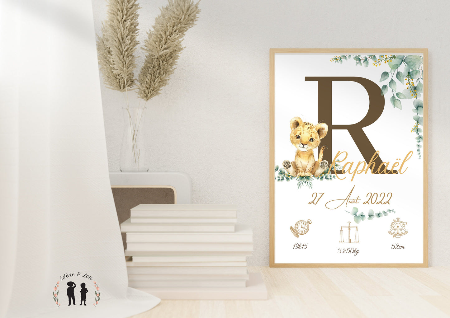 Affiche de naissance personnalisée bébé Lionceau