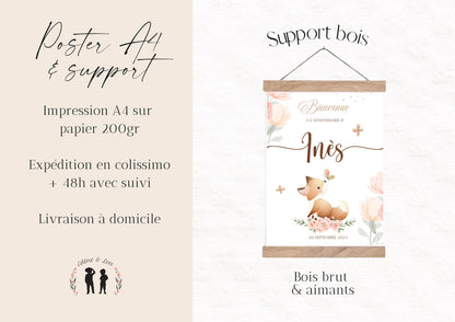 Affiche personnalisée Bienvenue baptême, anniversaire ou Baby Shower "Renard"