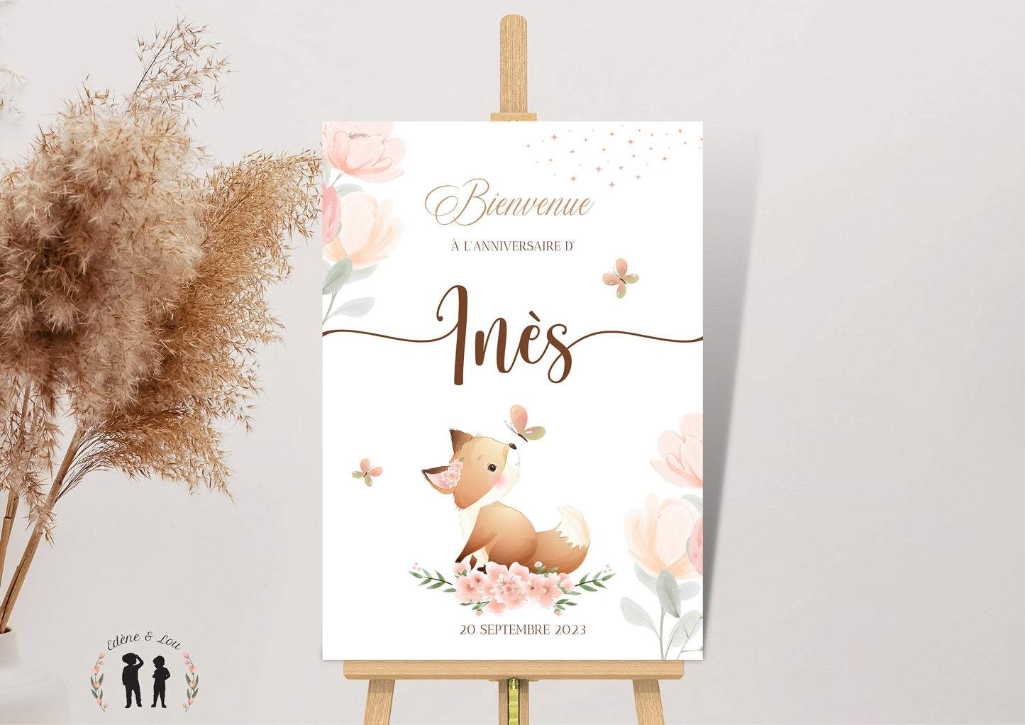 Affiche personnalisée Bienvenue baptême, anniversaire ou Baby Shower "Renard"