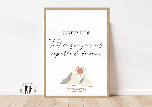 Affiche citation positive boho