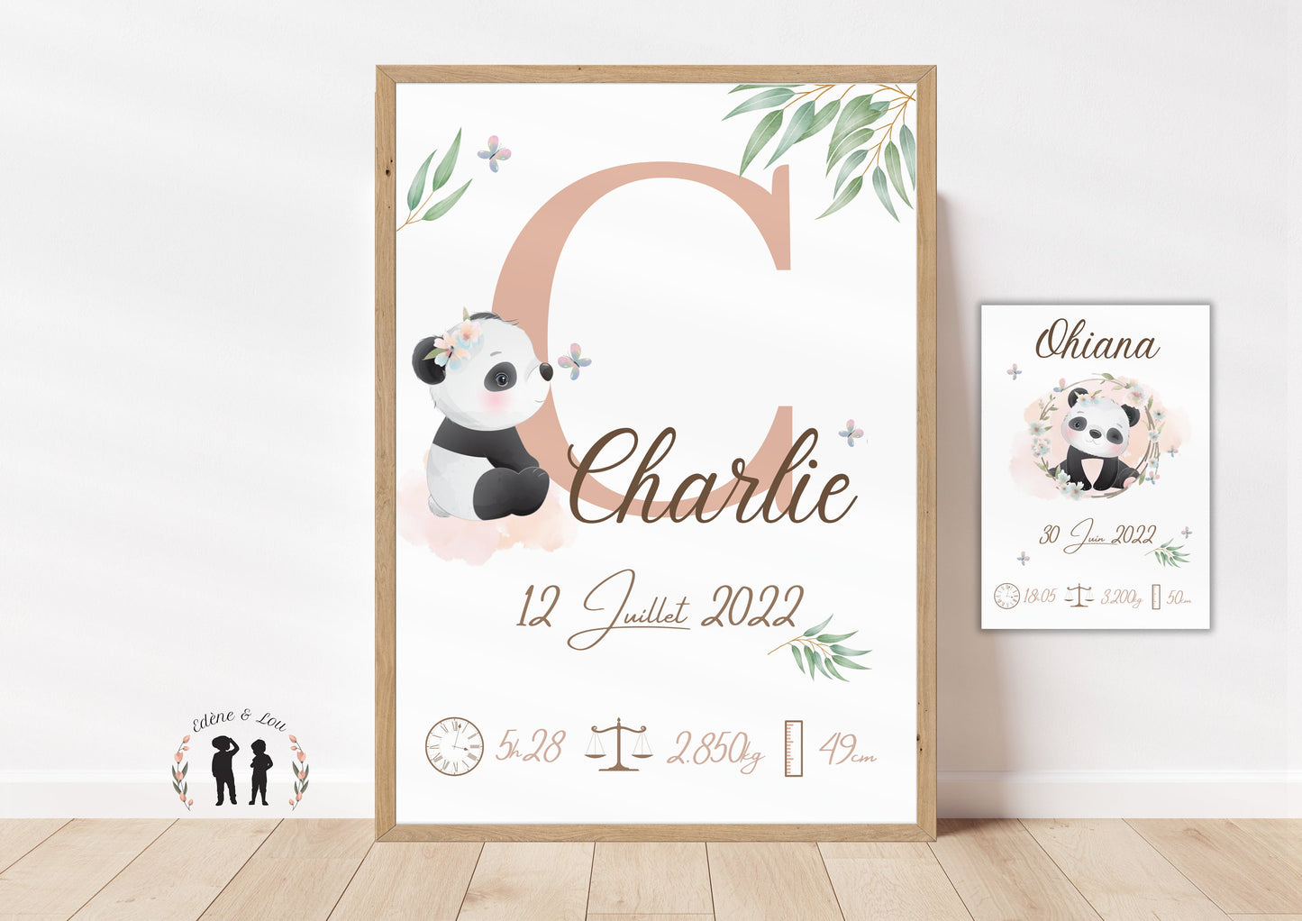 Affiche de naissance personnalisée Panda