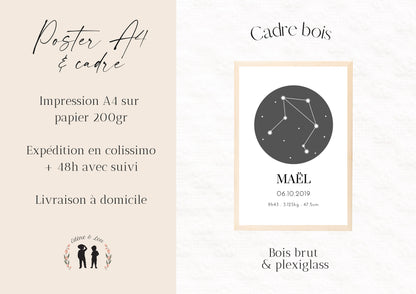 Affiche personnalisée zodiac minimaliste signe astrologique constellation